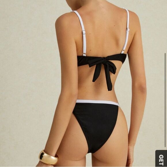 JIMMI SWIM NWT Tuxedo Bikini Set Swim Suit Size L Black White Demi Padded Cheeky - Picture 11 of 16